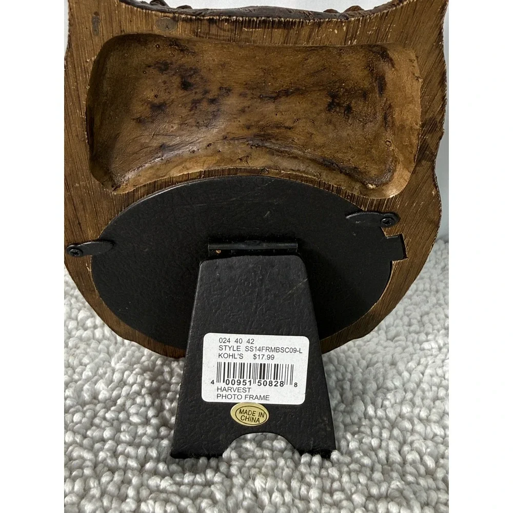 Kohls Harvest‎ Collection Owl Photo Frame Brown Resin Wood Look 4x4